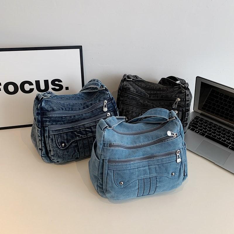 Casual Denim Crossbody Bag Women's Lightweight Commuter Shoulder Bag Fashionable New Style Versatile Korean Design