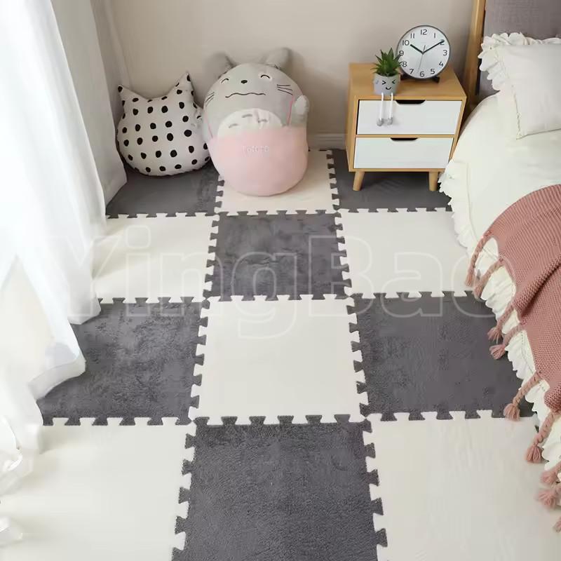 1-16PCS 30*30CM Soft Plush Children Rug Play Mat Puzzle Carpet Warm Playmat Interlocking Exercise Tiles Floor Carpet Decoration