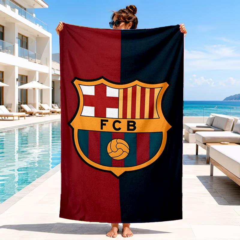 Fcb Team Football Club Beach Towel, Microfiber Beach Towel, Perfect For Pool, Beach, Travel, Home Decor Beach Party Fan Gifts