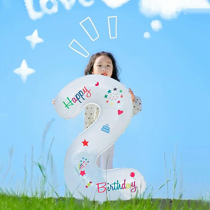 Yanyuji Digital Balloon Birthday Scene Decoration, Aluminum Foil, Children's First Birthday Surprise, Trunk Decoratio