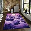 Purple Waves and Moon Carpet Non-slip Rug Suitable for Living Room and Bedroom Sofas