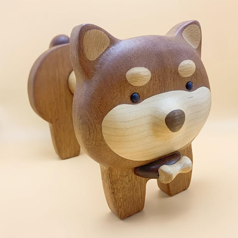 Charming Shiba Inu Toilet Paper Holder Handcrafted Solid Wood Bathroom Accessory with Adorable Dog Design, Minimalist Bamboo Decor for Dog Lovers