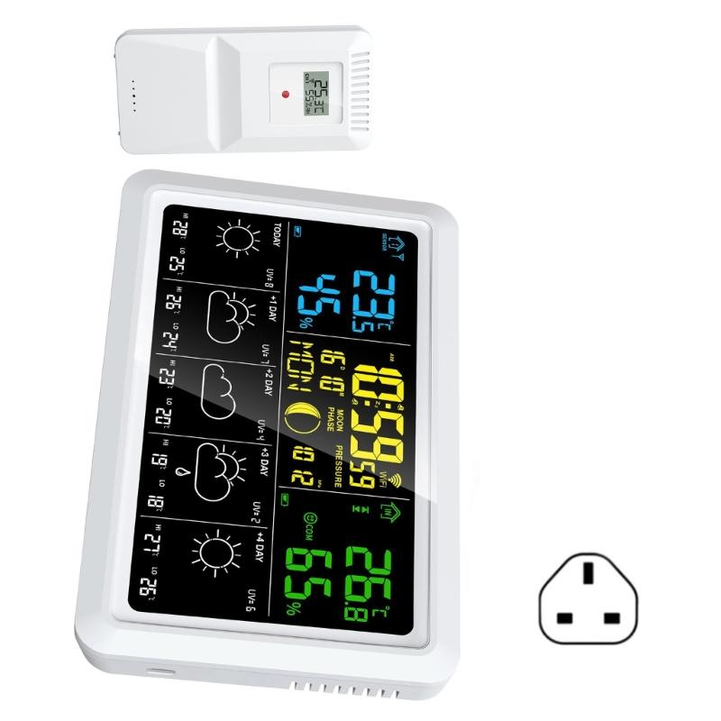 WiFi Weather Stations With Indoor Outdoor Temperature Hygrometer Alarm Clock And Weather Forecast Function