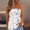 Tube Toppe Til Kvinder,Sød Sexet Off Shoulder Print Ærmeløs T-shirt