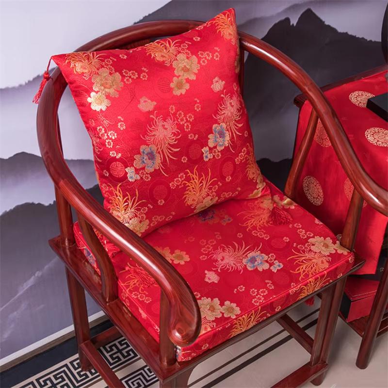 

Red Chinese Style Home Chair Pad Pillow Set Living Room Solid Wood Chair Soft Cushion Tea Room Decoration Anti-slip Seat Mats cushion45x50x3cm