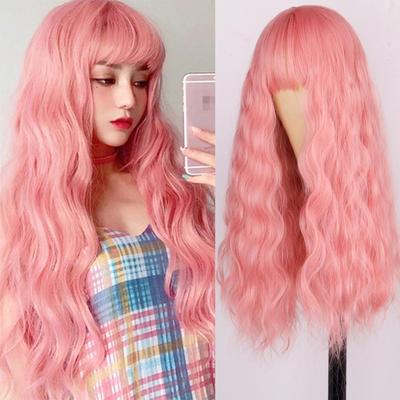 Deep Wave růžová paruka, paruka ze syntetických vlasů, dámská paruka tepelně odolná paruka 24" Cosplay