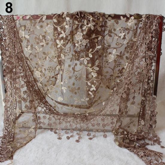Lady Fashion Hollow Tassel Lace Rose Floral Scarf Triangle Shawl Wrap Gift