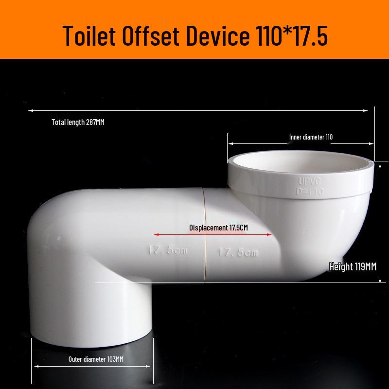 Adattatore Offset per WC in PVC - Nessuno Scavo Richiesto, Opzioni da 5/10/20 cm, Installazione su Pavimento Piano