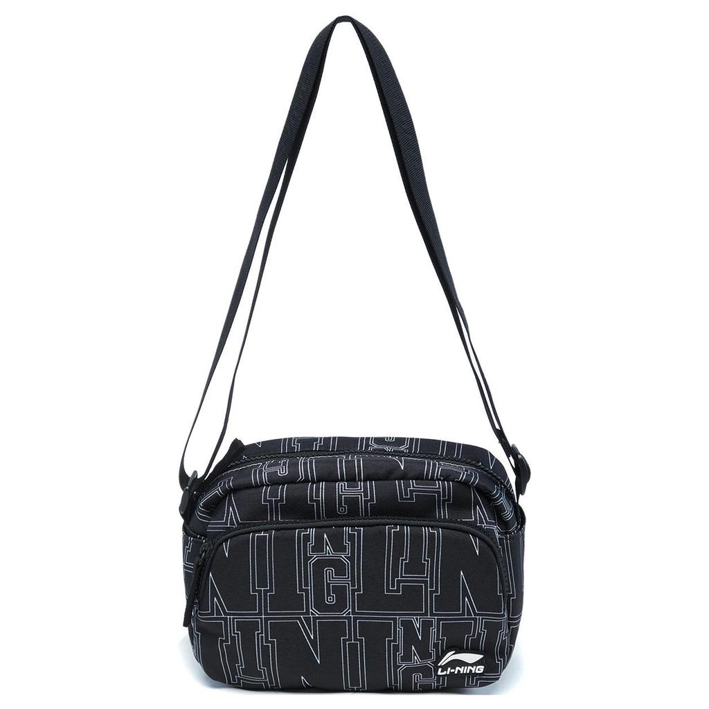 New LiNing Polyester Shoulder Bag, Crossbody Bag Unisex Black All Over Print ABDU203-3