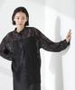 Nano Universe Band Collar Lace Shirt Be Paired with Other F 010 Black Women's (Can Items) 673-5120315