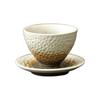 Handmade Jianzhan Coarse Pottery Teacup Set with Hammered Pattern - Retro Ceramic Kung Fu Tea Cup & Coaster
