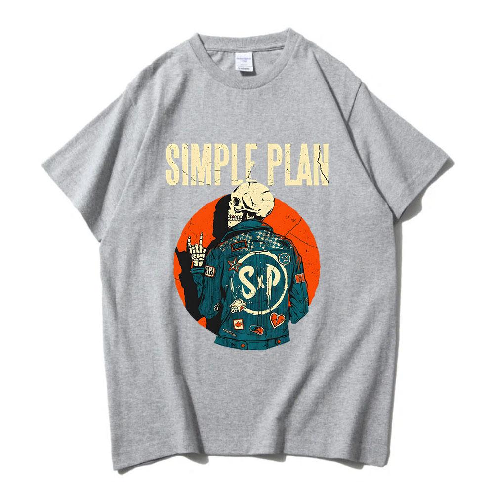 SKELETON JACKET T-SHIRT SIMPLE PLAN Band Design Print Tshirts Unisex Streetwear O-neck Summer Short Sleeve Male Tees Graphic Tee