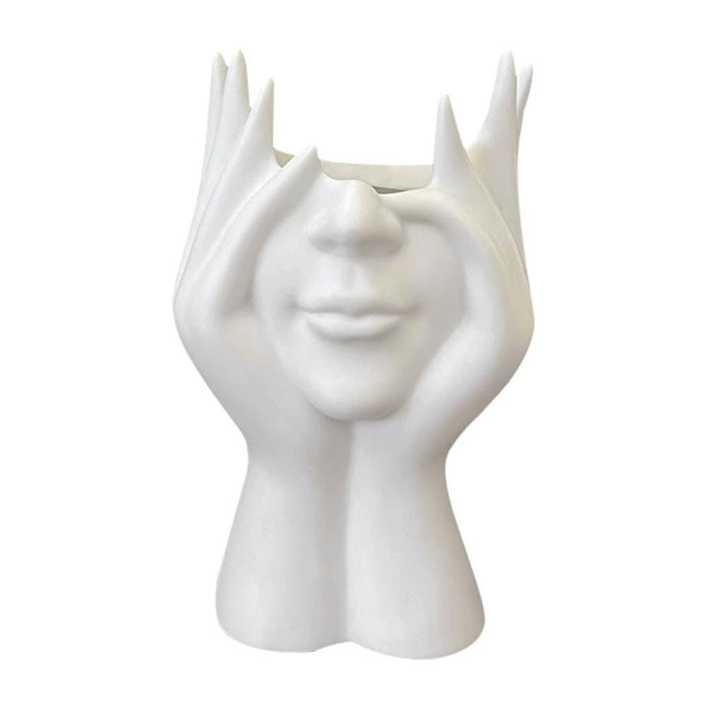 

Abstract Human Face Storage Cylinder Ornament Modern Artistic Home Decoration Multifunctional Storage Container Desktop Tidy 1pc