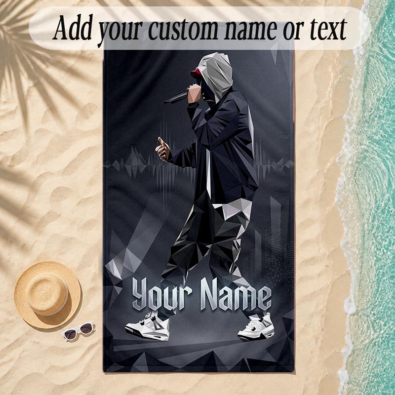 Beach TowelEminem Custom Name Text Personalized Soft Towel for Beach Pool Indoor Home Decor Gift