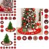 Saia de Árvore de Natal Xadrez Vermelho Festiva Com Design de Papai Noel e Alce Para Decoração Elegante de Feriado