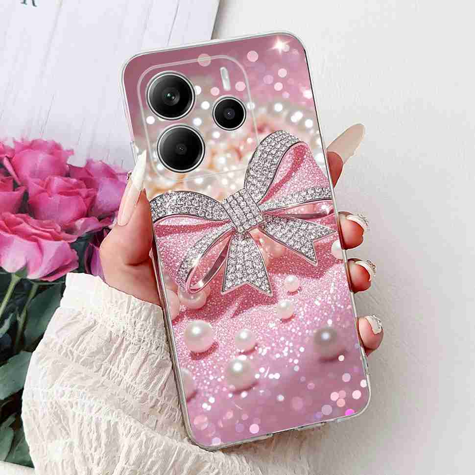 For Xiaomi Redmi Note 14 Pro 5G Case Beautiful Flower Heart Cover Soft Silicone Casing For Redmi Note 14 Note14 4G Cover Coque