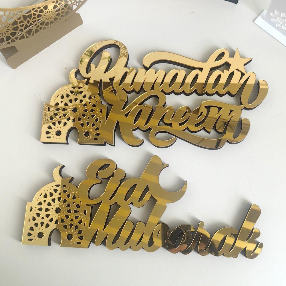 Zlaté ozdoby Ramadan Kareem Zrcadlová plocha Stolní dekorace Eid Mubarak Figurka Dárky