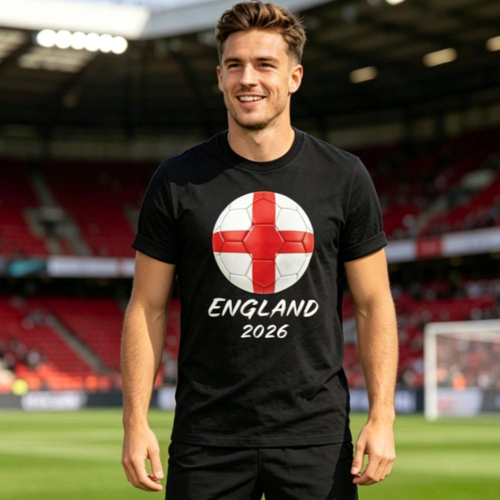 England 2026 Flag Soccer Ball TShirt Patriotic England 2026 Graphic Shirt Soccer Part Supplies Clothing Men Women Summer Tops S