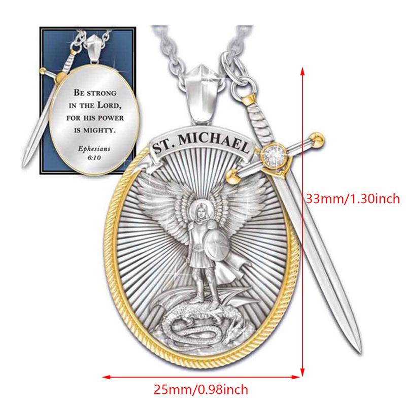 Katolsk skytshelgen-anheng Michael St. Michael The Archangel Pendant Halskjede
