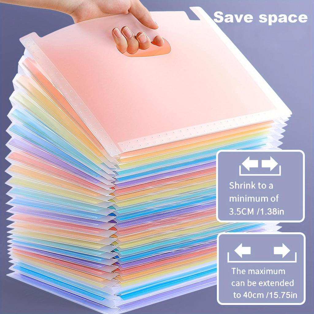 [Rainbow Folder] 25 Layers, 1pc A4 Large Capacity Transparent Expandable Folder ,Can Hold 2000 Sheets | Suitable for Office,School, File Storage Bag