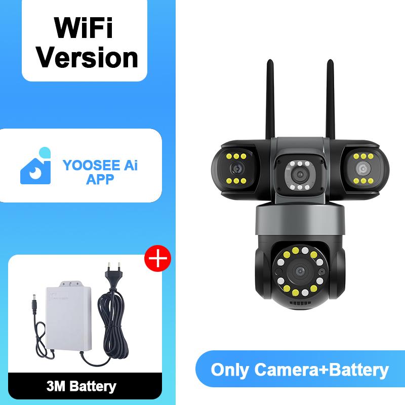 YOOSEE Ai APP Camera Outdoor Waterproof HD 6MP WIFI IP CCTV Night Vision Two-Way Intercom Smart Camera PIR Mobile Tracking Three Lens Camera