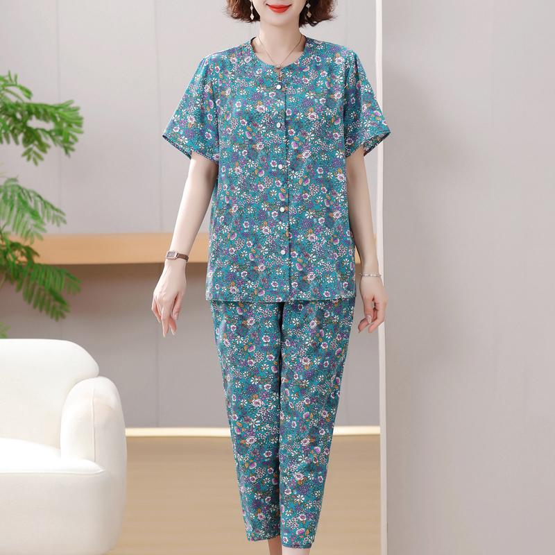 

4XL-8XL Большие размеры Летние комплекты из двух предметов Женская винтажная одежда Элегантные комплекты брюк больших размеров Повседневные блузки 8XL синий