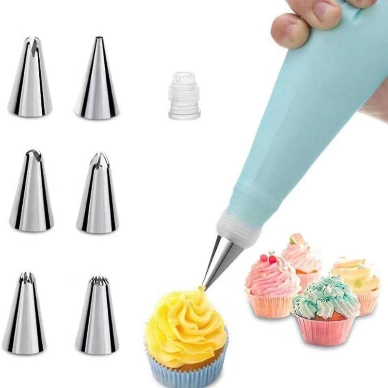 Cake Decorating Tools Set 32 Pipping Tips 2 Silicone Bags Couplers Flower Nails for DIY Baking Kitchen Gadgets Home Accessories