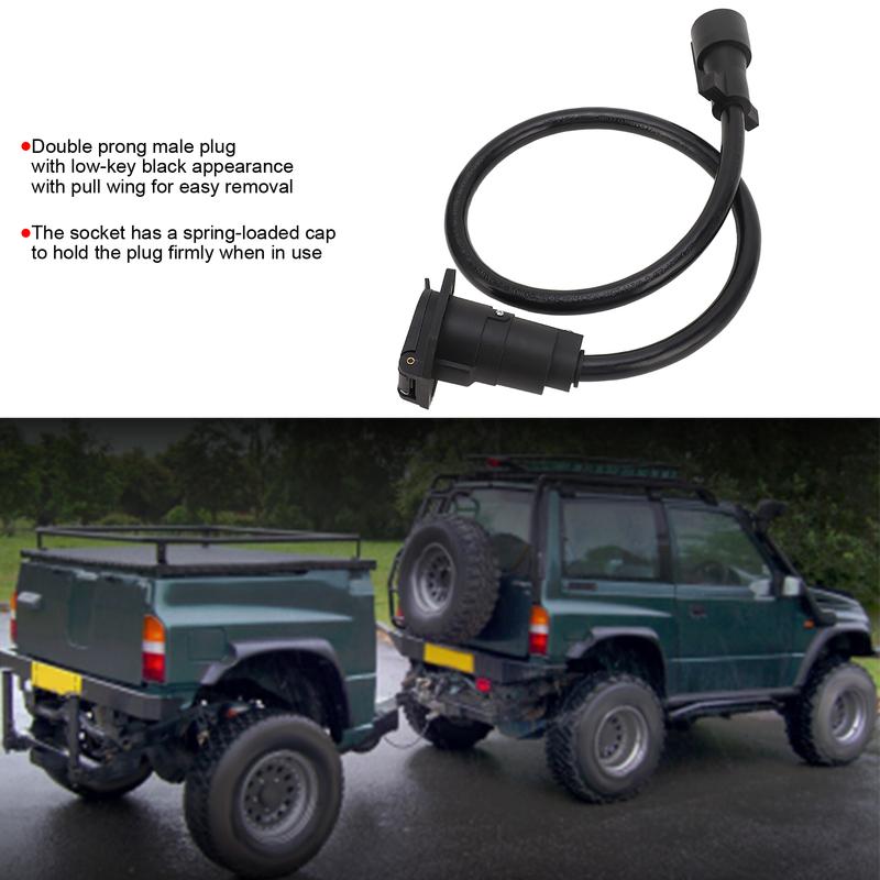 Trailer Extension Cord 7 Way 3ft Double Prong Male Plug Connector RV Connecting Line