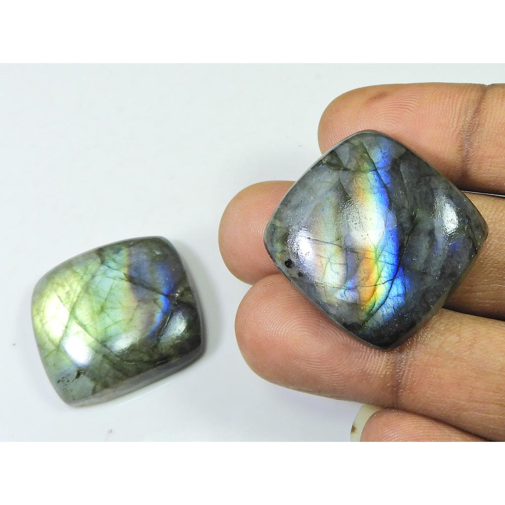 114Cts. Labradorite 2Pcs Octagon Multi Cabochon Natural Gemstone 27-28 MM SK-1285