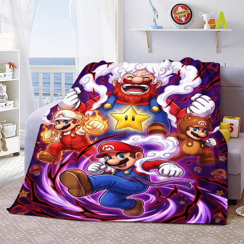 Super Mario Warm Throw Blanket Flannel Soft Cozy Lightweight Blanket for Bed Sofa Home Decor -QJY