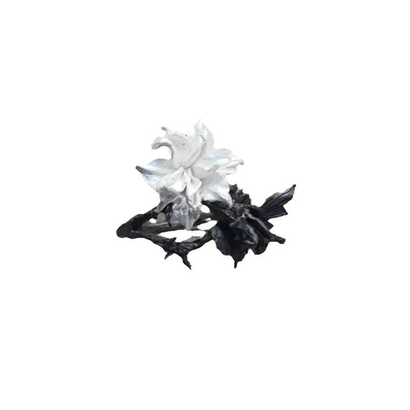 Mandala Flower Exquisite Black and White Ring for Women Personality Metal Punk Party Finger Ring Fashion Jewelry Accessories