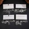5-Piece Halloween Silver Spider, Skull, Pumpkin Earrings