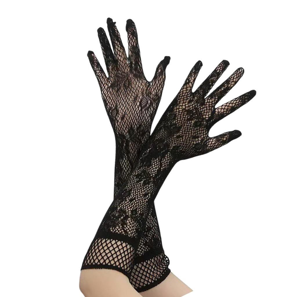 Elegant Breathable Lace Gloves For Women Soft Stretchable Nylon Arm Sleeves for Formal Event Evening Party Dresses