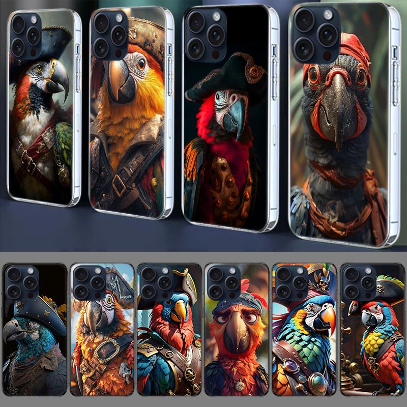 Macaw Pirate Clear Phone Case For Iphone 17 Air 16 Pro Max 15 Pro 14 Plus 17E 16E 11 13 12 Mini Cover Cases Fundas Cell TPU Capa
