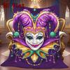 Purple Clown Mask 2D Flat Pattern Flannel Blanket High Quality All Seasons Warmth and Comfort Perfect for Christmas Gifts.MMT0918301