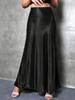 Chinese Style Black Acetate High-Waist Bodycon Fishtail Skirt, Bias Cut Drapey Silk Satin for Women