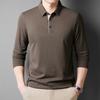 Men'S Seamless Long-Sleeved Polo Shirt Loose Splicing Mid-Lapel Bottoming Shirt T-Shirt