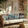 Vintage Country Camping Pillow Covers Square Cushion Covers Camper Vans Pine Trees Adventure Outdoor Nature Home Decor Sofa Room