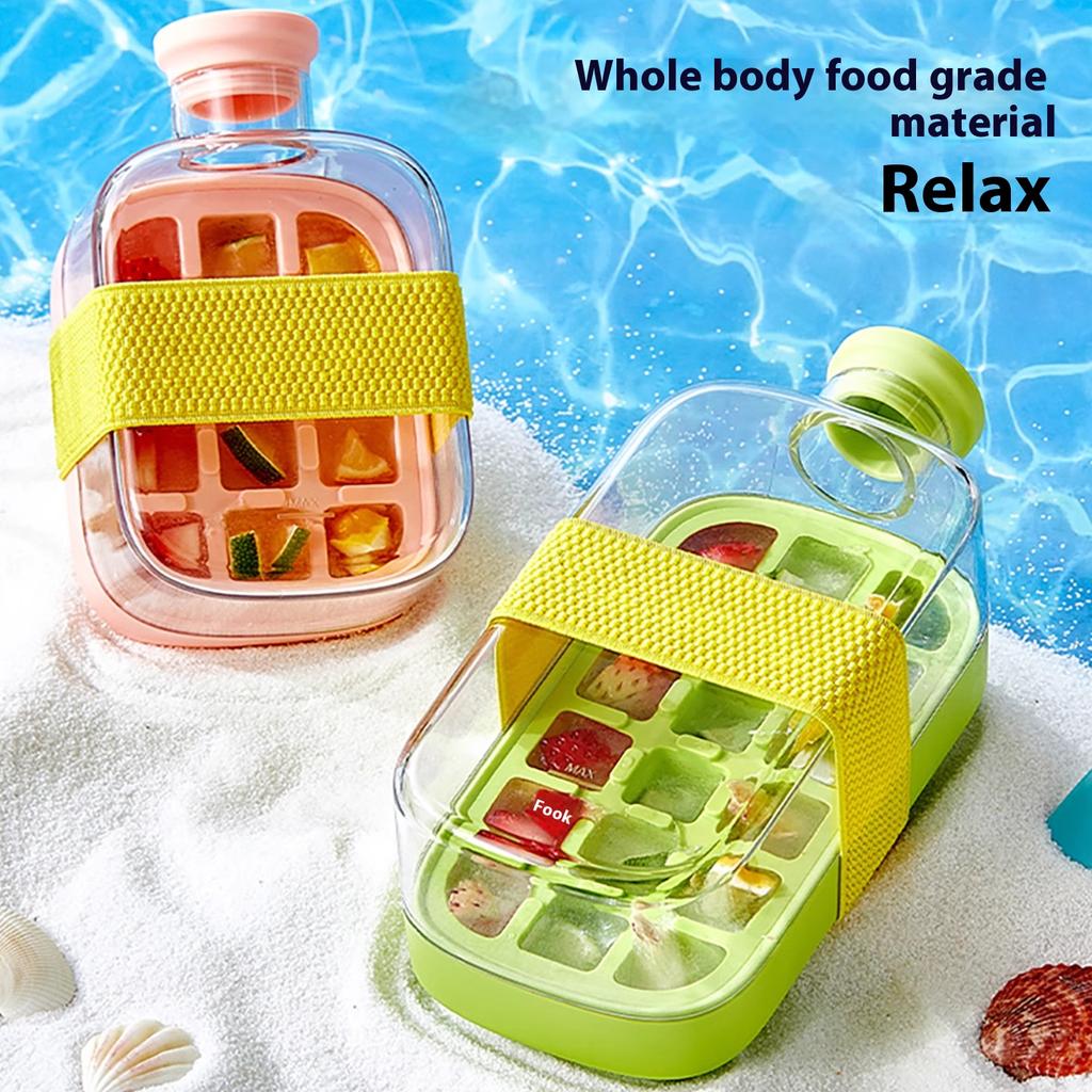 Gianxi Ice Cube Mold Ice Grid Water Bottle Household Food Grade Pressed Ice Storage Box Ice Cube Artifact