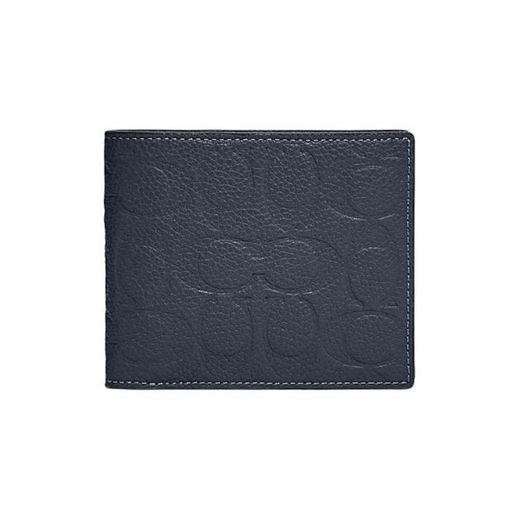 Coach 3 In 1 Wallet With Logo Embossed Leather Card Holder Women Wallets Dark-Blue C1231-DDE
