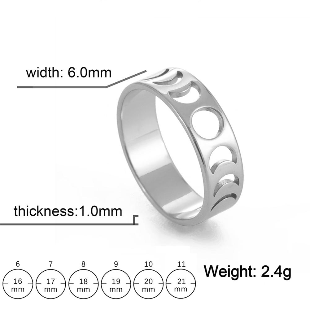 Teamer Moon Phase Ring Stainless Steel Jewelry for Women Men Gold Color Casual Party Pentagram Accessories Amulet Gift 2026