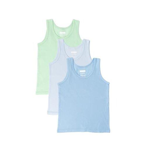 Seabreeze Kids 100% Cotton Mesh Tank Top White 100cm 3-Piece Pack