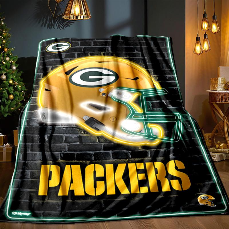Green Bay Packers Logo Decke Outdoor Flanelldecke für Camping, Wandern, Gartenpartys, Picknick-Zubehör, Geschenk für Familie und Freunde
