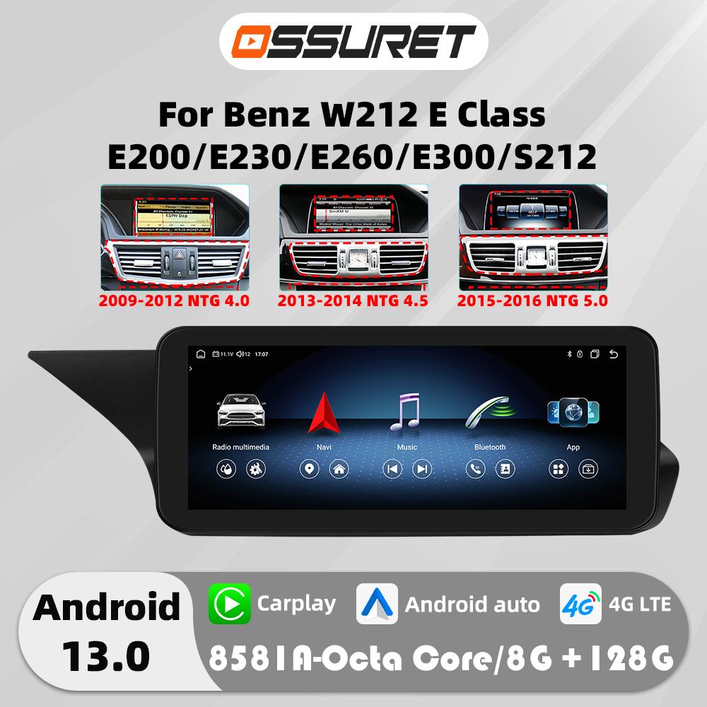 Autoradio Android 13 de 10.25 Pouces avec Lecteur de Limitation 4G Carplay, pour Mercedes Benz W212 Classe E NTG 4.0 4.5 5.0 E200 E230 E260 E300 S212