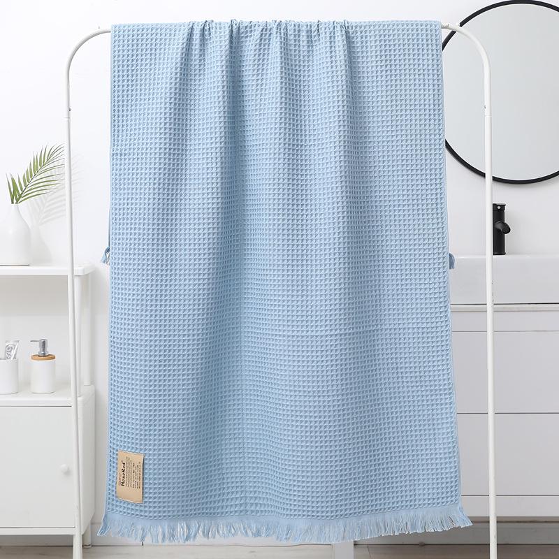 Pure Cotton 90x180 Waffle Weave Tassel Bath & Beach Towel Shawl - Honeycomb Design, No Shed Gauze.