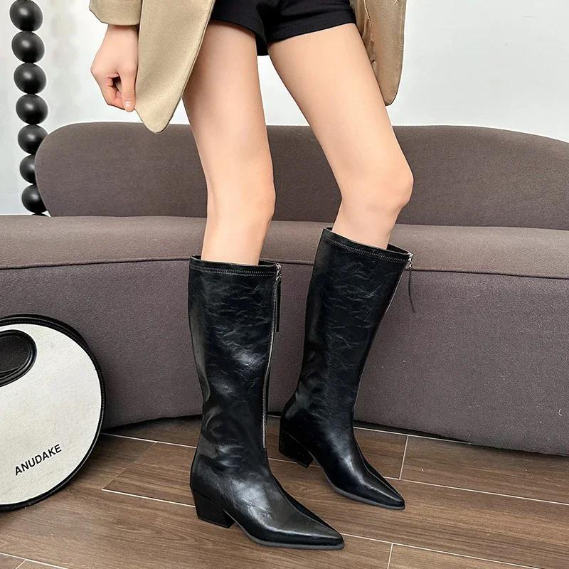 Winter New Elegant Casual Women Pointed Toe Outdoor Elastic Boots Comfortable Walking Fashion Knight Boots Shoes for Women