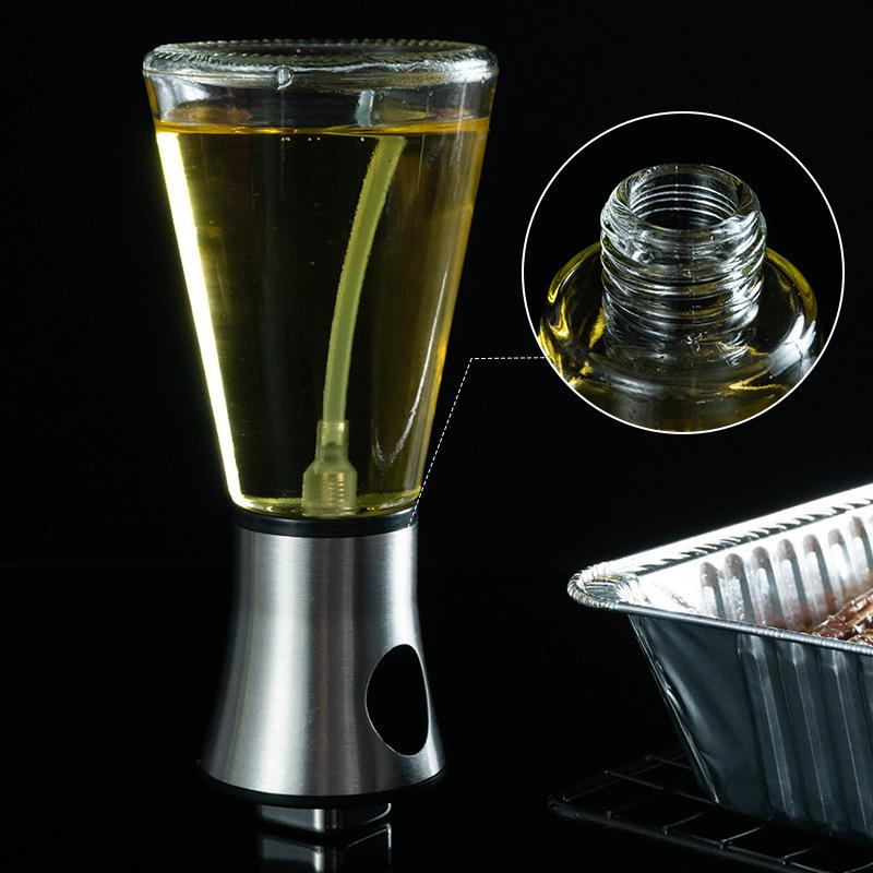 304 Stainless Steel Glass Oil Spray Bottle - Press for Controlled Oil Dispensing