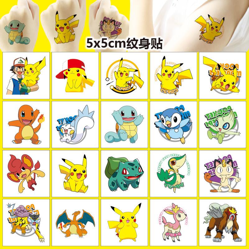 20PCS Pokemon Temporary Tattoo Stickers Children Pikachu Sticker Funny Cartoon Kids Girls Christmas Birthday Gift Reward Toy
