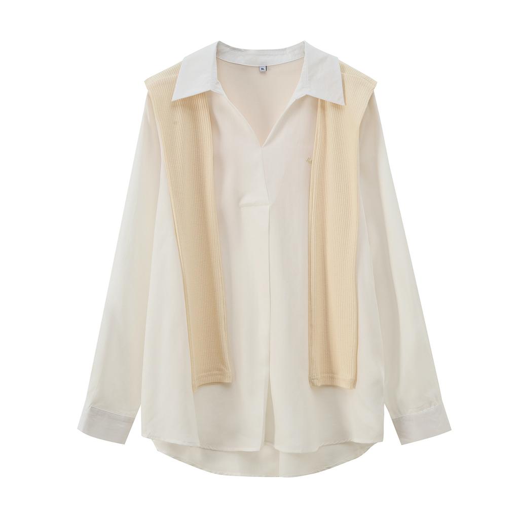 Large size women's lazy shawl shirt set 2026 spring new Korean atmosphere top 144125