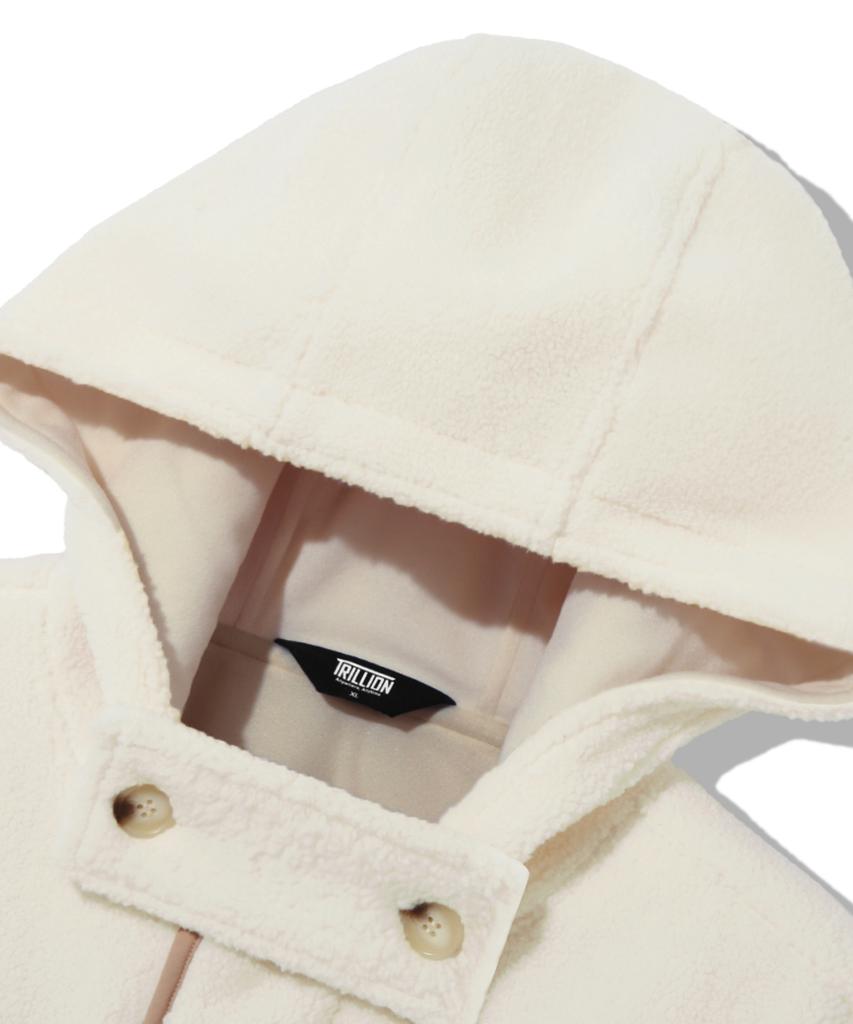 Trillion Unisex Fleece Duffle Hooded Coat Jacket [Ivory]